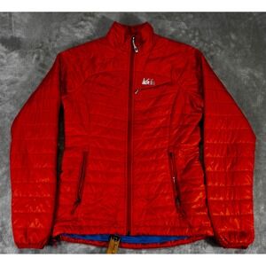 REI Puffer Jacket Mens XS Red lightweight Pertex Quantum Eco Insulated Full Zip